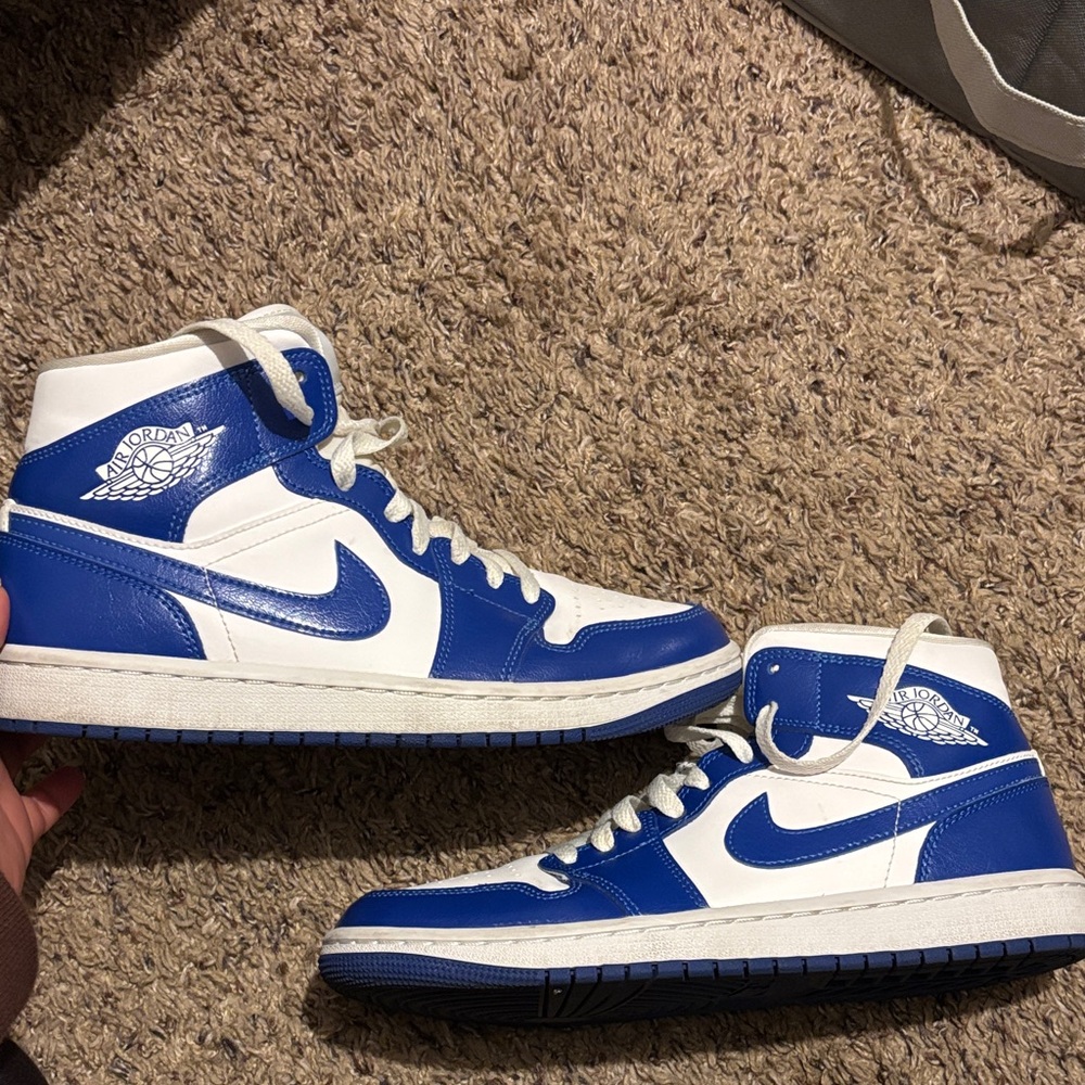 Jordan Blue and White High-Top Sneakers